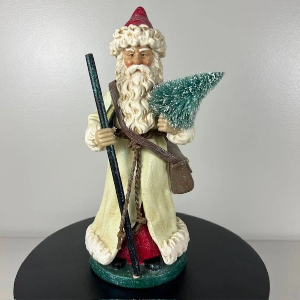 Department 56 Santa Holding Tree Bag & Stick Statue Figure for Mantle Table 12